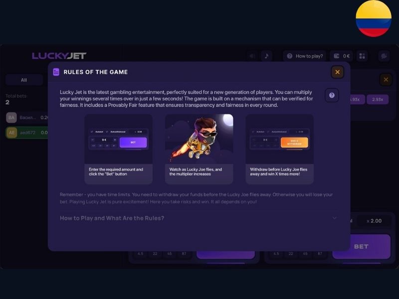 Играть в Lucky Jet в Колумбии