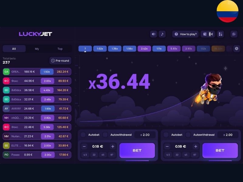 Мобильная версия Lucky Jet для игроков из Колумбии