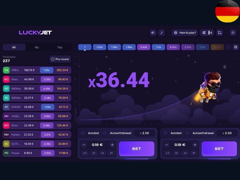 Мобильная версия Lucky Jet для игроков из Германии
