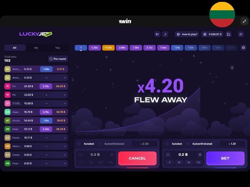 Lucky Jet i Litauen på 1Win