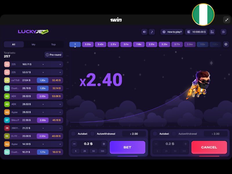 Lucky Jet in Nigeria bei 1Win