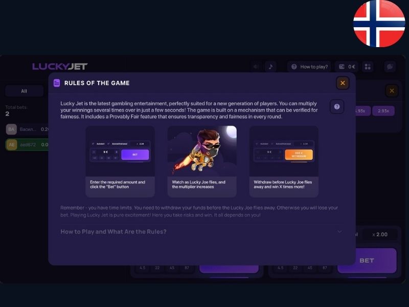 Играть в Lucky Jet в Норвегии