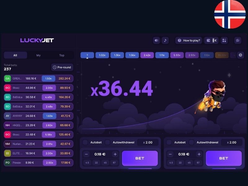 Мобильная версия Lucky Jet для игроков из Норвегии