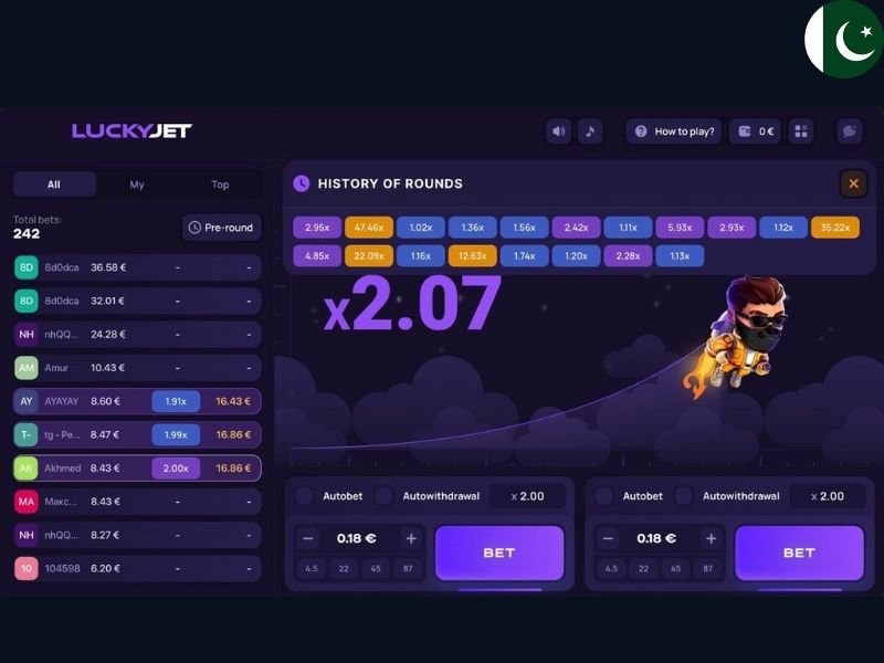 Играть в Lucky Jet в Пакистане