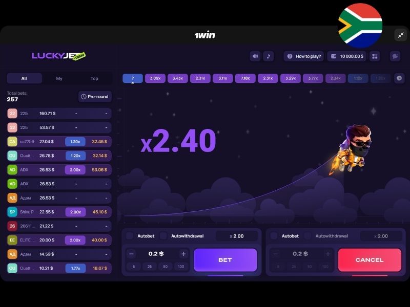 Играть в Lucky Jet в ЮАР