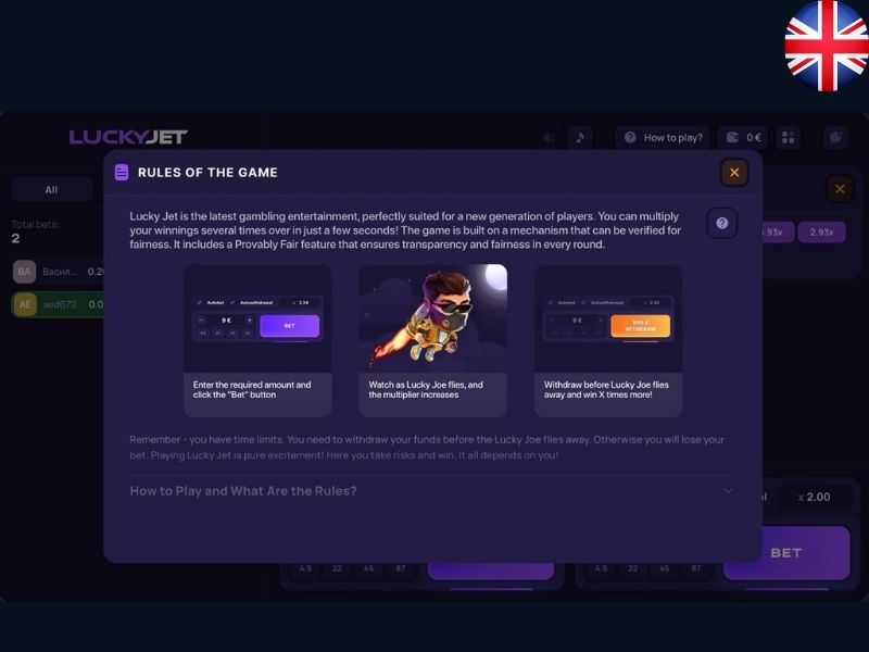 Играть в Lucky Jet в Великобритании