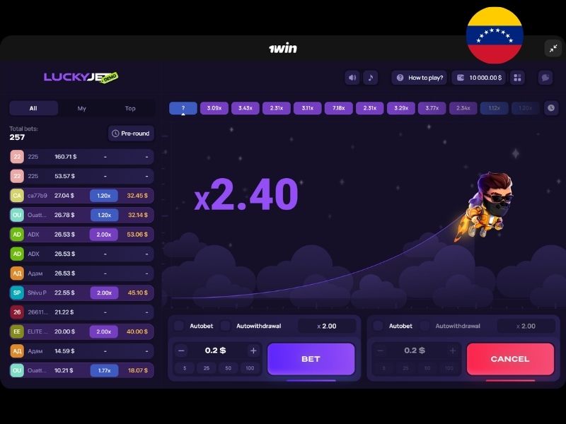 Die mobile Version von Lucky Jet für Spieler aus Venezuela