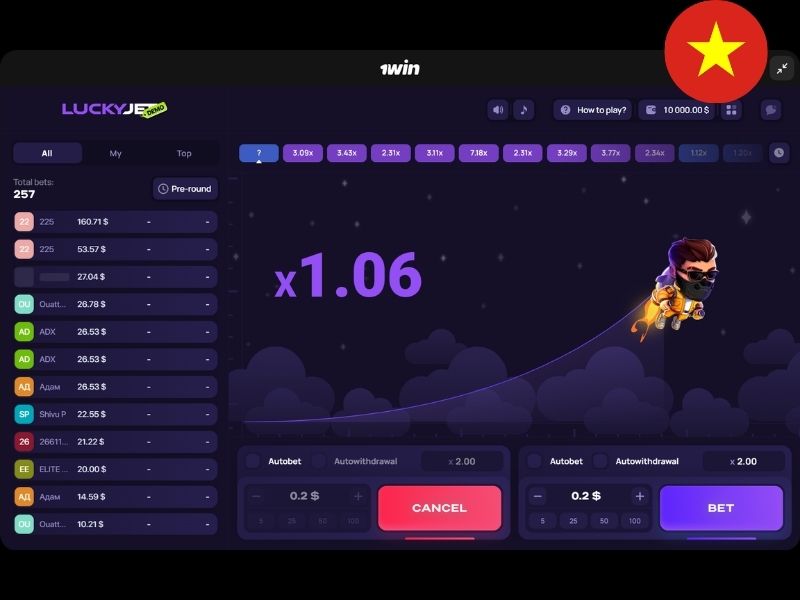 Lucky Jet в Вьетнаме на 1Win